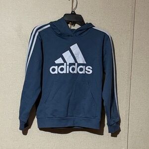 Adidas M/L Boy size 10/12  Navy Hoodie with White Stripes
